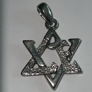 A beautiful Star of David pendant artistically merges with the word, “Love”.